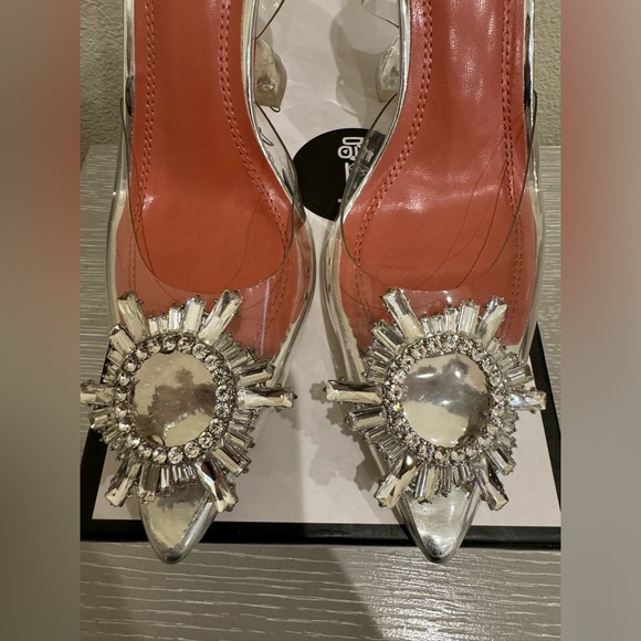 Clear PVC Crystal Pointed Heel, Brooch, Size 37 (7/7.5), Great Condition - Picture 2 of 8